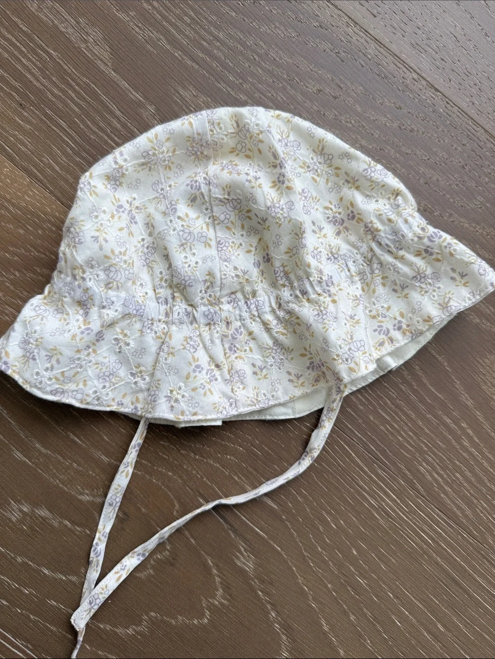 Zara Cream Floral Sun Hat with Light Yellow Accents